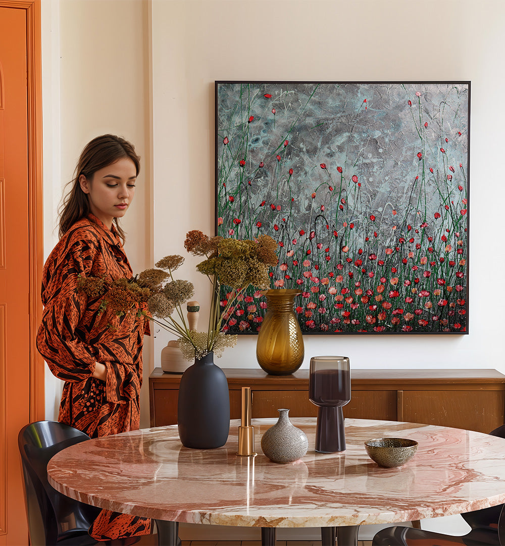 NIGHT IS COMING , FLORAL FLOWER PAINTINGS