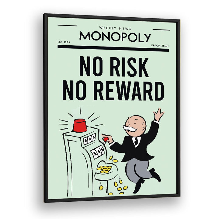 No Risk No Reward Money Art Artwork in Black Plain Frame