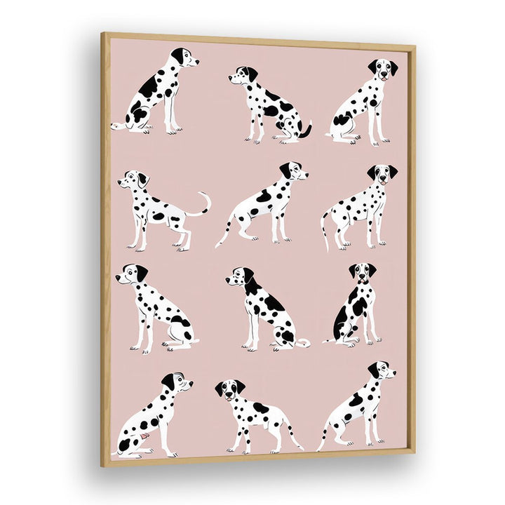 Not 101 Dalmatian Kids Art Artwork in Oak Wood Plain Frame
