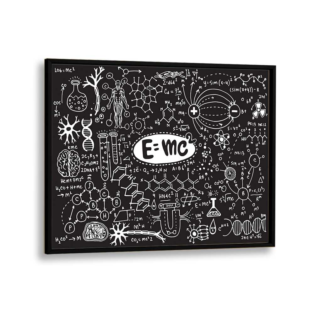 Nothing But Science Doodle Art Artwork in Black Plain Frame