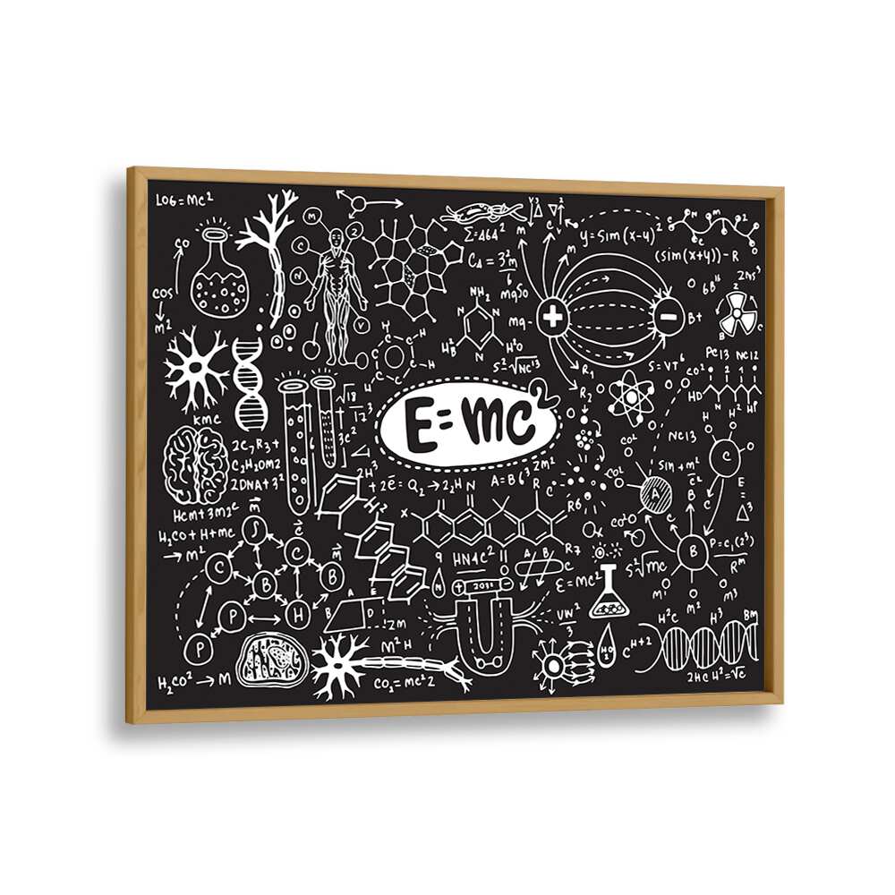 Nothing But Science Doodle Art Artwork in Oak Wood Plain Frame