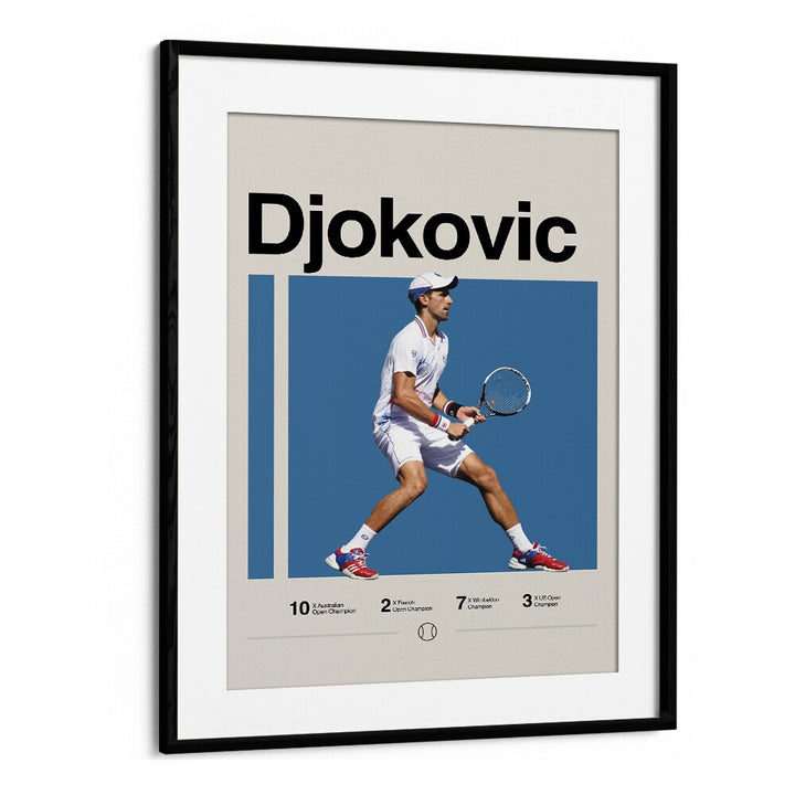 Novak Djokovic Sports Art Artwork in Black Frame With Mount