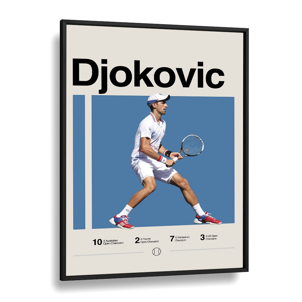 Novak Djokovic Sports Art Artwork in Black Plain Frame