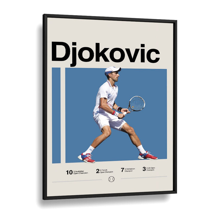 Novak Djokovic Sports Art Artwork in Black Plain Frame