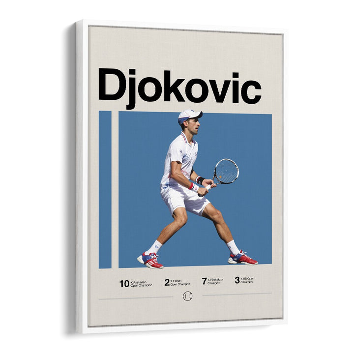 Novak Djokovic Sports Art Artwork in White Floater Frame