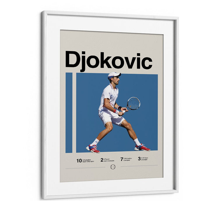 Novak Djokovic Sports Art Artwork in White Frame With Mount