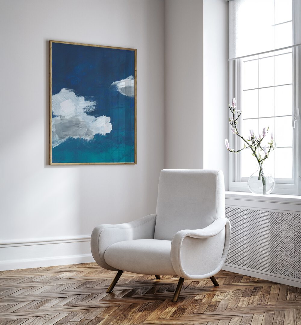 Elevate your space with MYSTIC INDIGO CLOUDS IV, ABSTRACT PAINTINGS featuring vibrant hues and dynamic art composition.