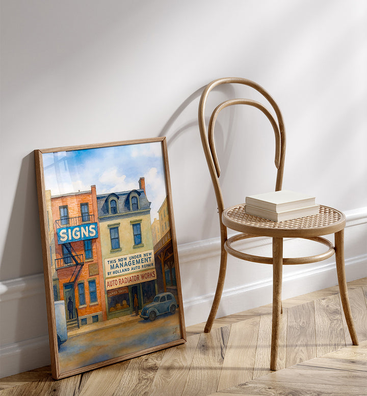 NYC 50S STREET , VINTAGE PAINTINGS