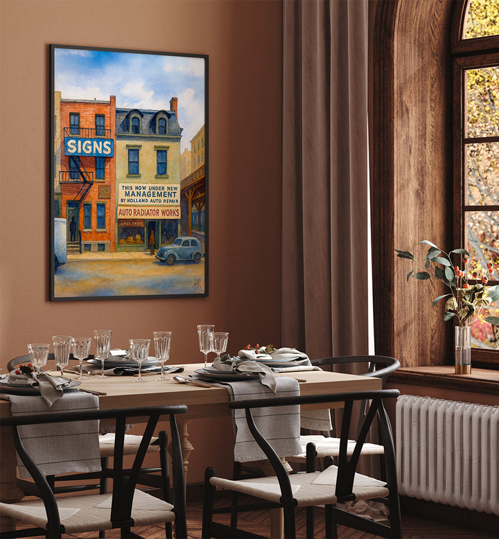 NYC 50S STREET , VINTAGE PAINTINGS