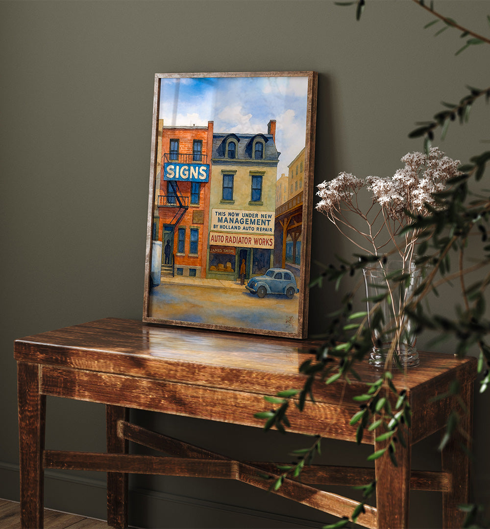 NYC 50S STREET , VINTAGE PAINTINGS