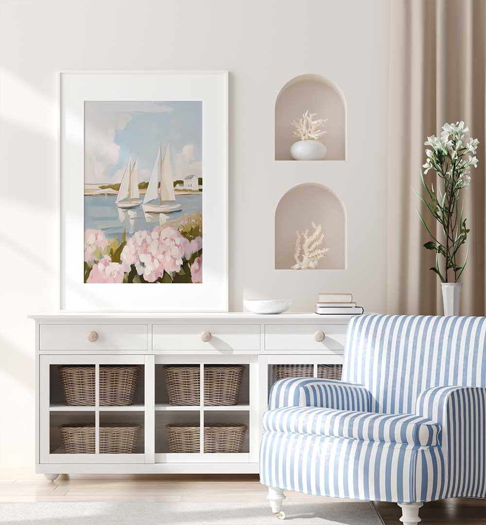 NANTUCKET SAILS , BEACH PAINTINGS