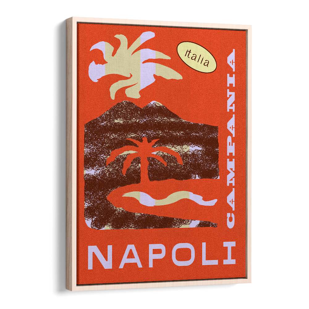 Napoli Travel Posters Travel Art Prints in Oak Wood Floater Frame