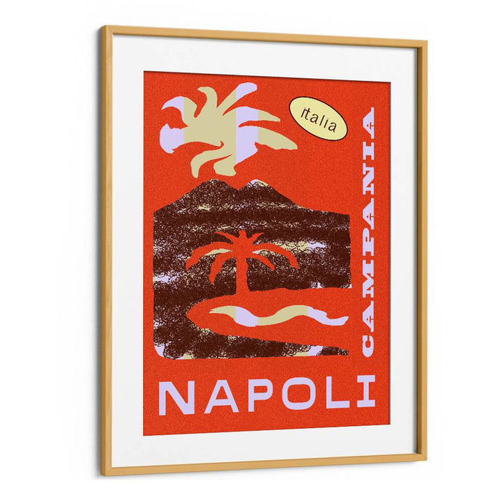 Napoli Travel Posters Travel Art Prints in Oak Wood Frame With Mount