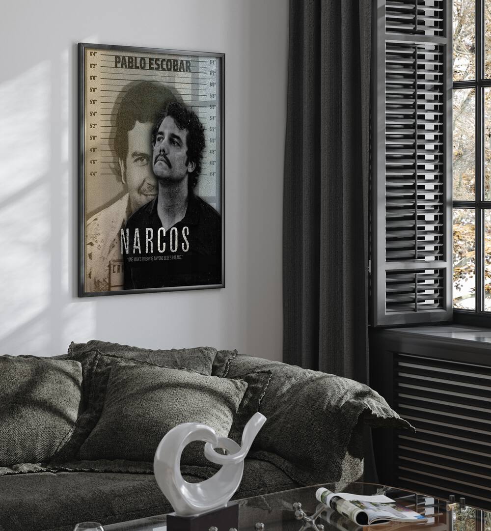 Narcos  by Grishma Korjani Movie Posters Artwork II Placed on a wall In A Living Room