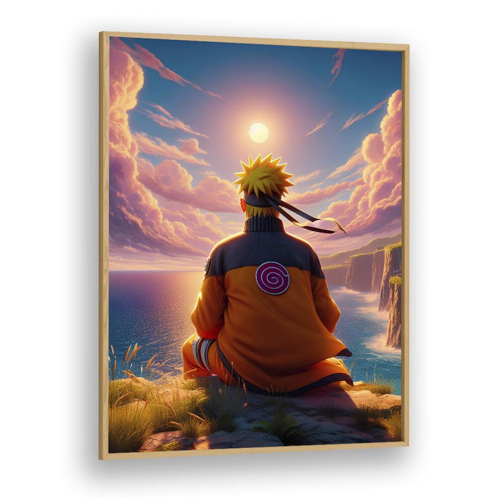 Naruto Back By Ritvik Takkar Surrealism in Oak Wood Plain Frame