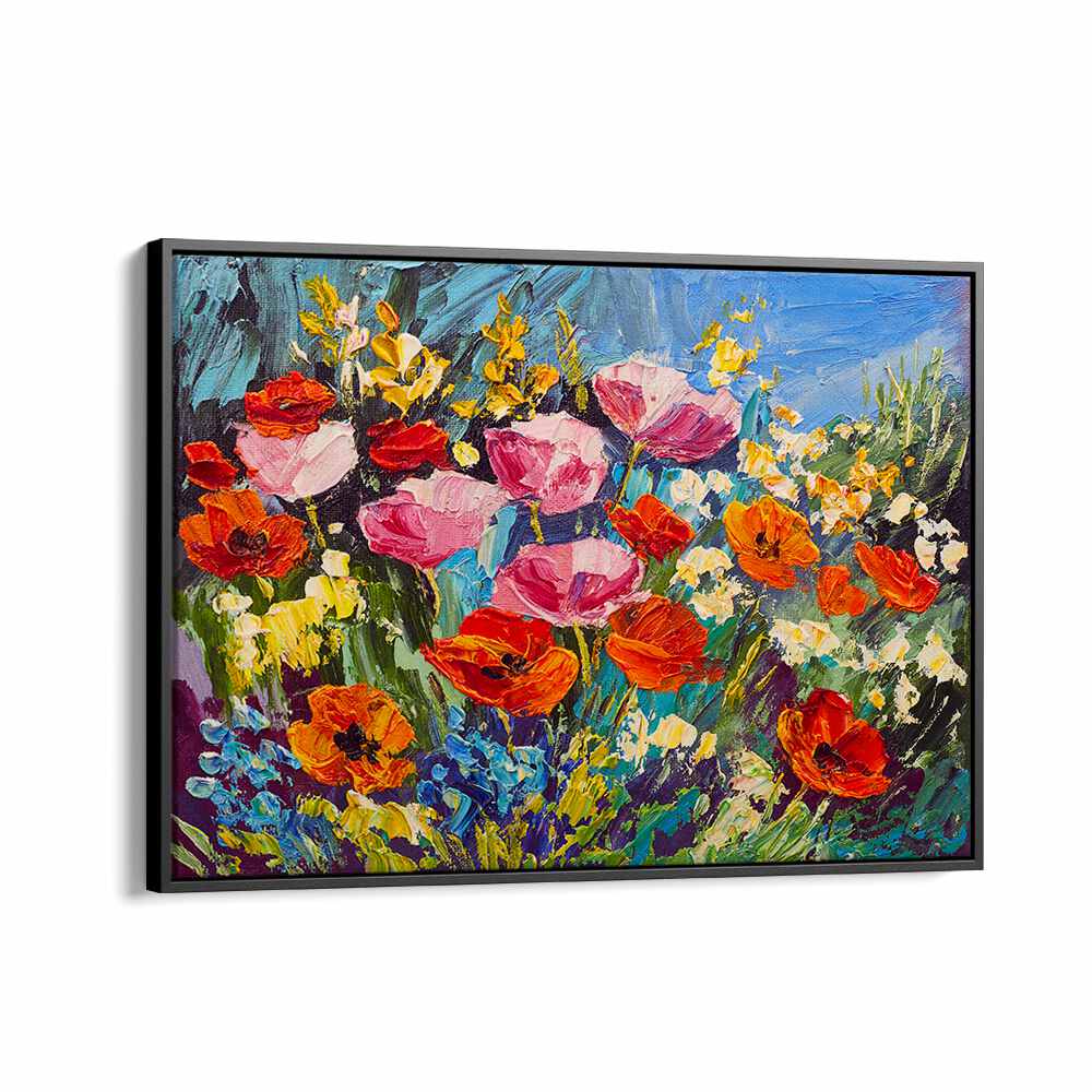 Natures Palette ii Vintage European Paintings in Black Floater Frame