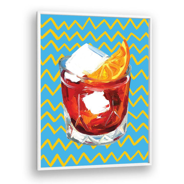 Negroni Blue by Alice Straker Bar Posters Bar Art Prints in White Plain Frame