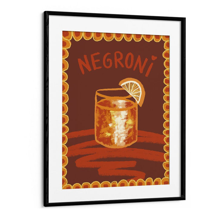 Negroni by Studio Dolci Kitchen Art Prints in Black Frame With Mount