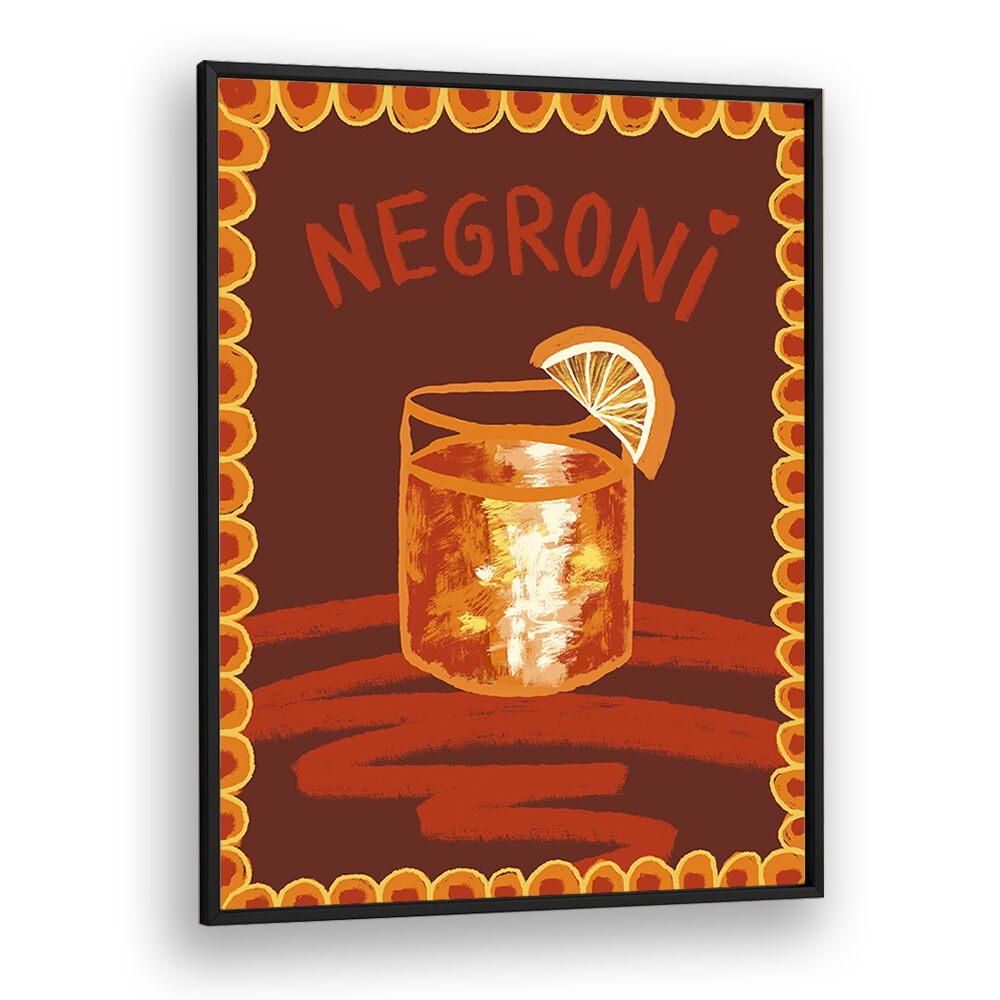 Negroni by Studio Dolci Kitchen Art Prints in Black Plain Frame