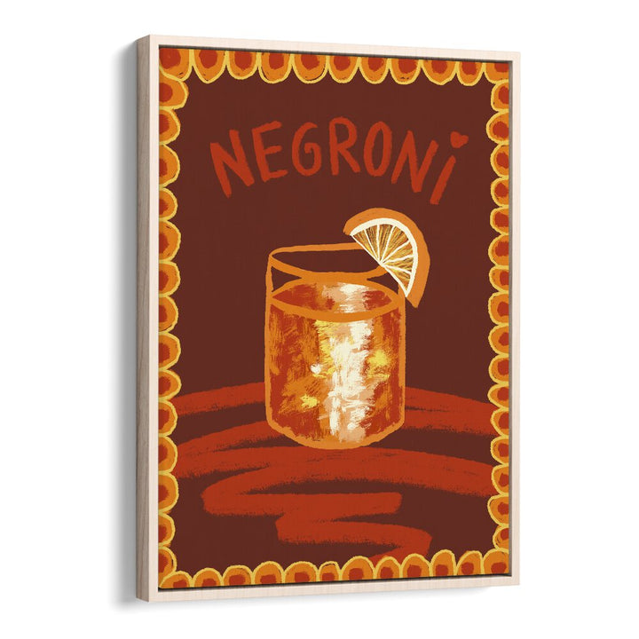 Negroni by Studio Dolci Kitchen Art Prints in Oak Wood Floater Frame