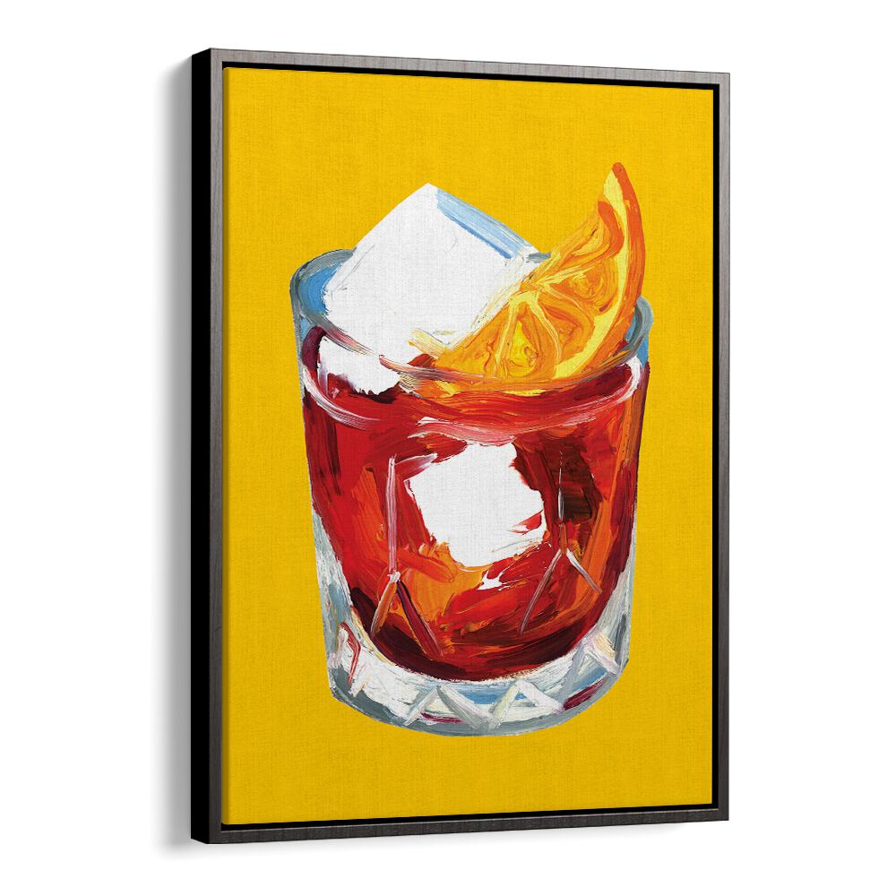 Negroni on Sunshine by Alice Straker Bar Posters Bar Art Prints in Black Floater Frame