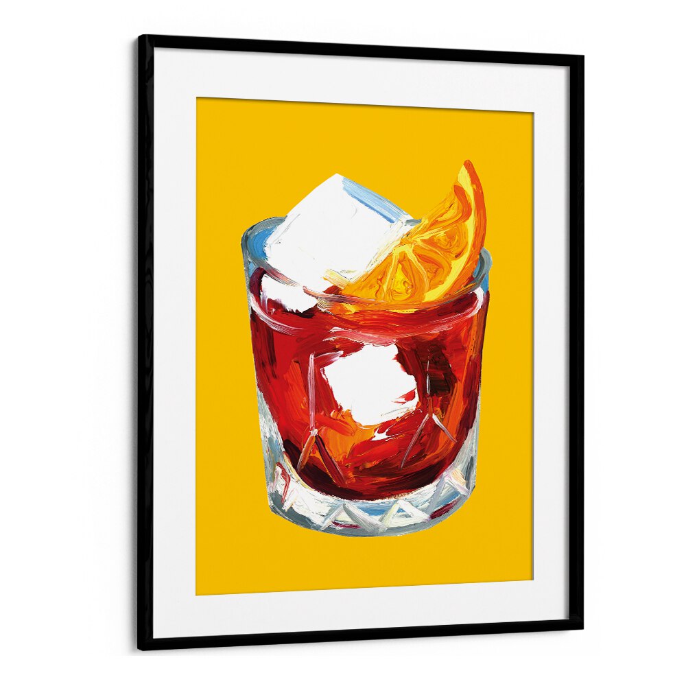 Negroni on Sunshine by Alice Straker Bar Posters Bar Art Prints in Black Frame With Mount