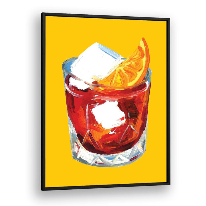 Negroni on Sunshine by Alice Straker Bar Posters Bar Art Prints in Black Plain Frame