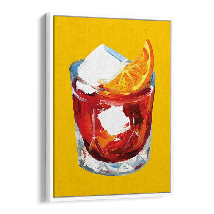 Negroni on Sunshine by Alice Straker Bar Posters Bar Art Prints in White Floater Frame