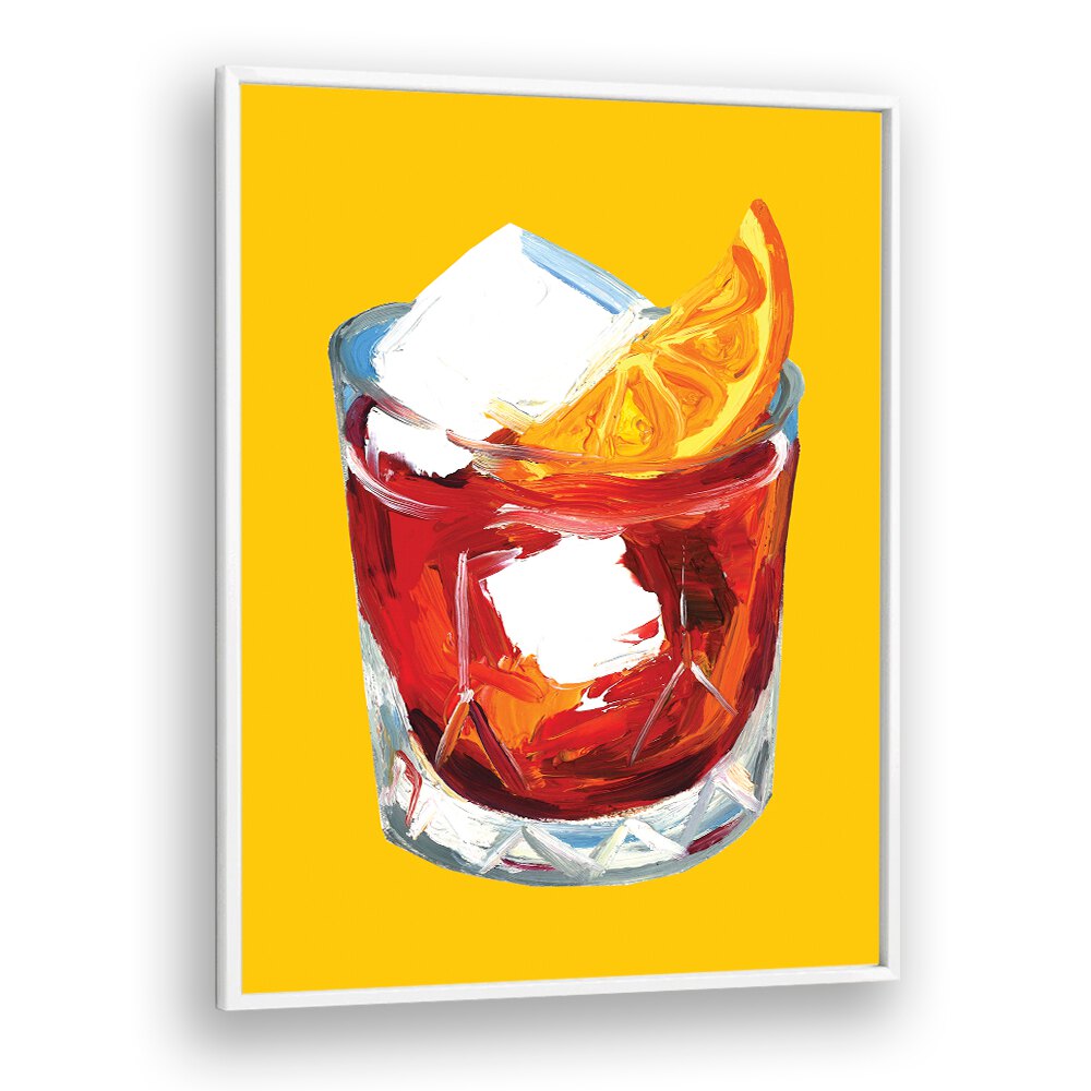 Negroni on Sunshine by Alice Straker Bar Posters Bar Art Prints in White Plain Frame