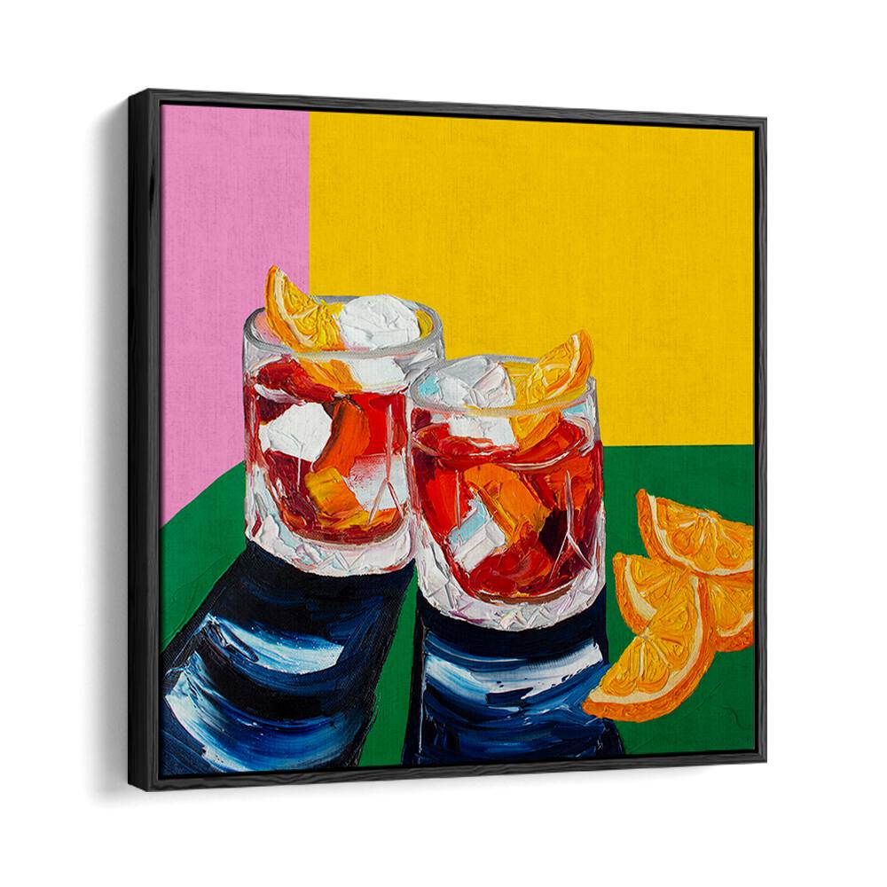 Negronis I by Alice Straker Kitchen Posters Kitchen Art Prints in Black Floater Frame