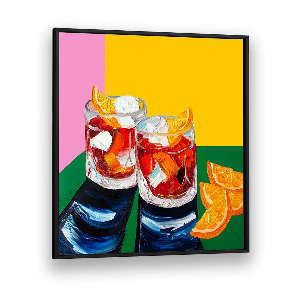 Negronis I by Alice Straker Kitchen Posters Kitchen Art Prints in Black Plain Frame