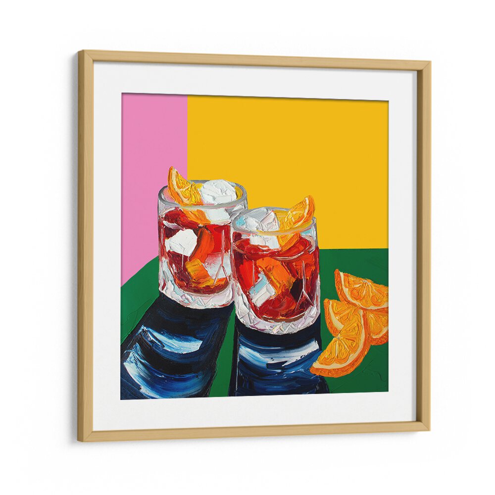 Negronis I by Alice Straker Kitchen Posters Kitchen Art Prints in Oak Wood Frame With Mount