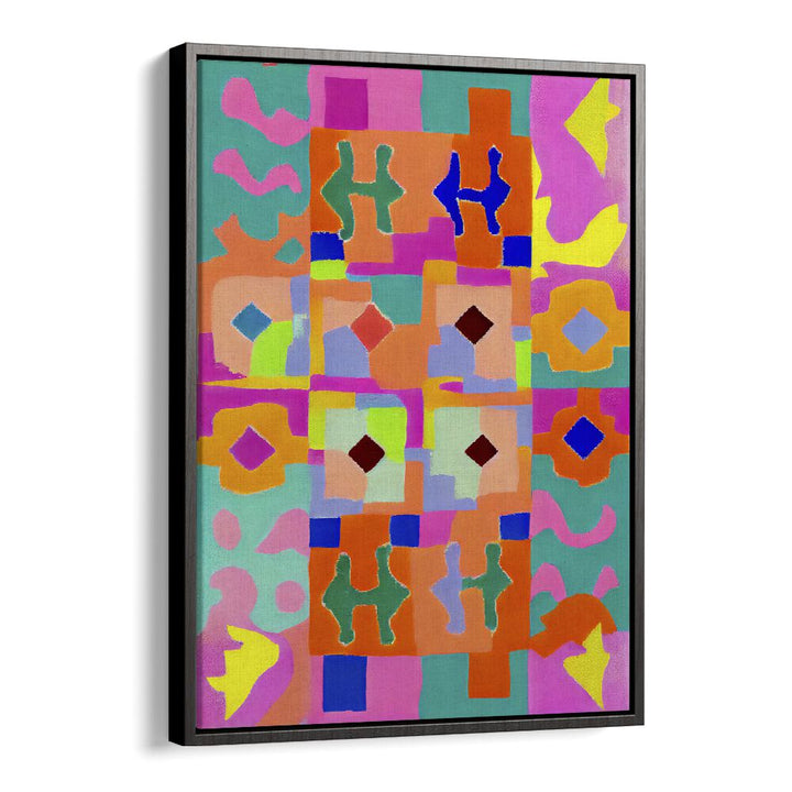 Neon Peru Pattern by Treechild Abstract Art Prints in Black Floater Frame