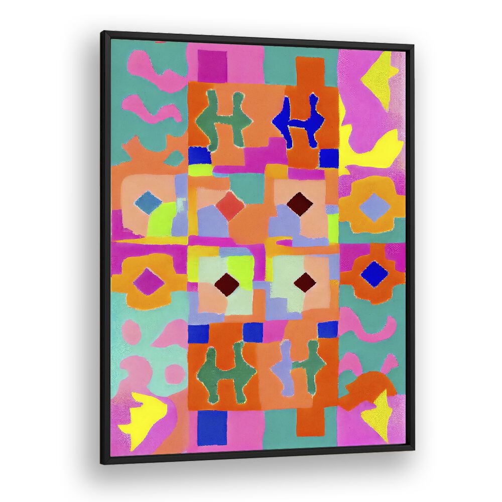 Neon Peru Pattern by Treechild Abstract Art Prints in Black Plain Frame