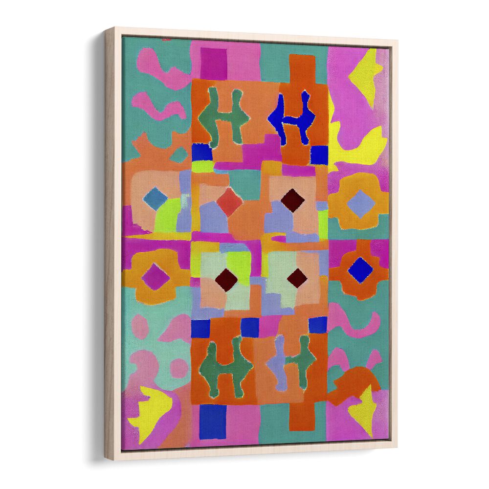 Neon Peru Pattern by Treechild Abstract Art Prints in Oak Wood Floater Frame