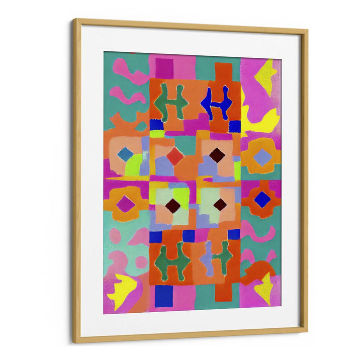 Neon Peru Pattern by Treechild Abstract Art Prints in Oak Wood Frame With Mount