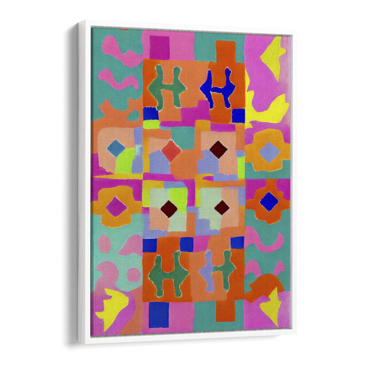 Neon Peru Pattern by Treechild Abstract Art Prints in White Floater Frame