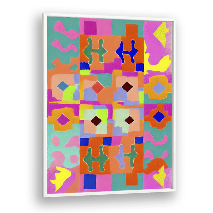 Neon Peru Pattern by Treechild Abstract Art Prints in White Plain Frame