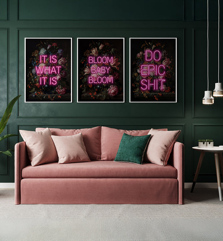 NEON PETALS , SET OF 3 PAINTINGS