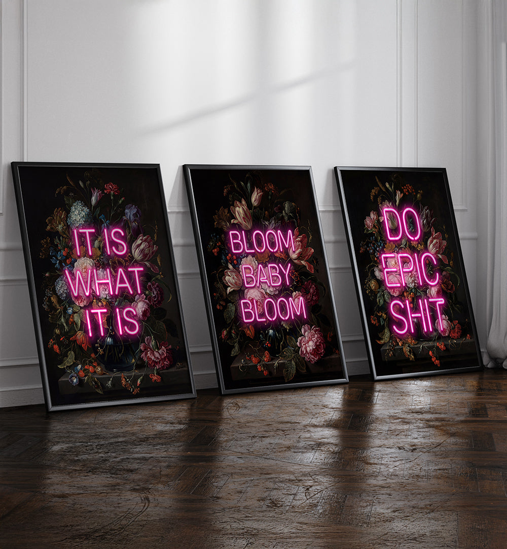 NEON PETALS , SET OF 3 PAINTINGS