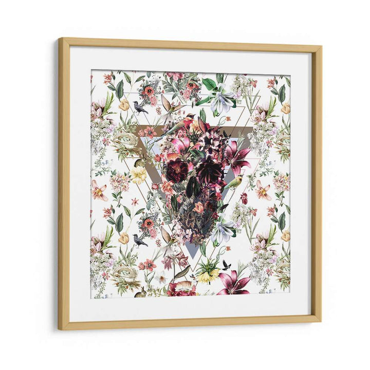 New Skull Light Botanical Art Prints Floral Paintings in Oak Wood Frame With Mount