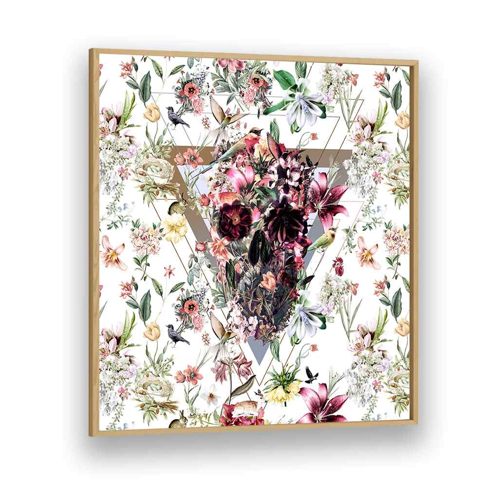 New Skull Light Botanical Art Prints Floral Paintings in Oak Wood Plain Frame