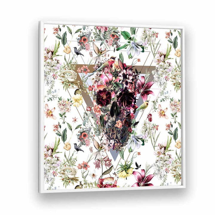 New Skull Light Botanical Art Prints Floral Paintings in White Plain Frame