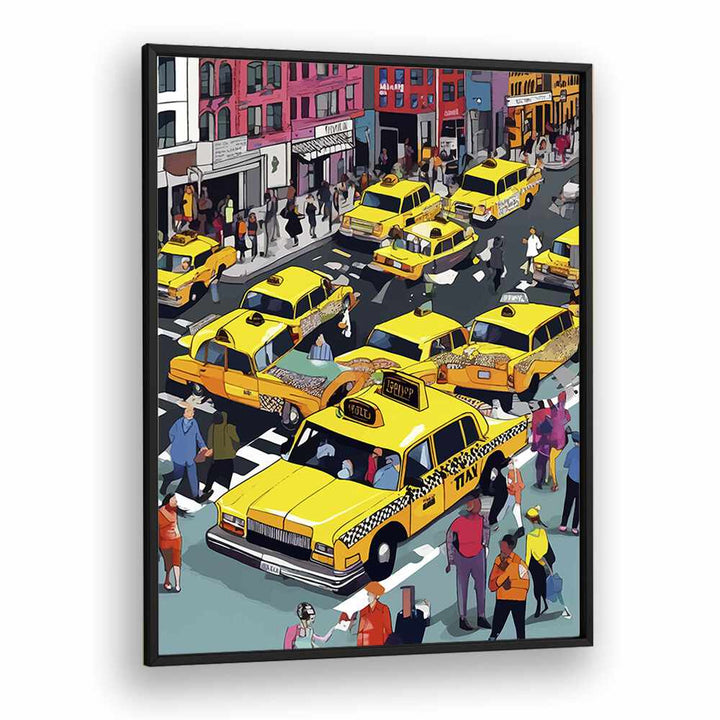 New York Minute By Uma Gokhale Travel Art Prints in Black Plain Frame