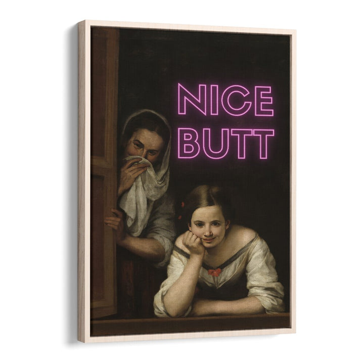 Nice Butt  Altered Art Prints in Oak Wood Floater Frame