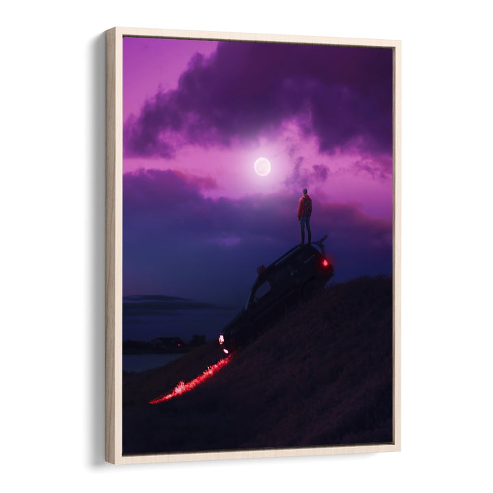 Nightcall by Ritvik Takkar Surrealism in Oak Wood Floater Frame