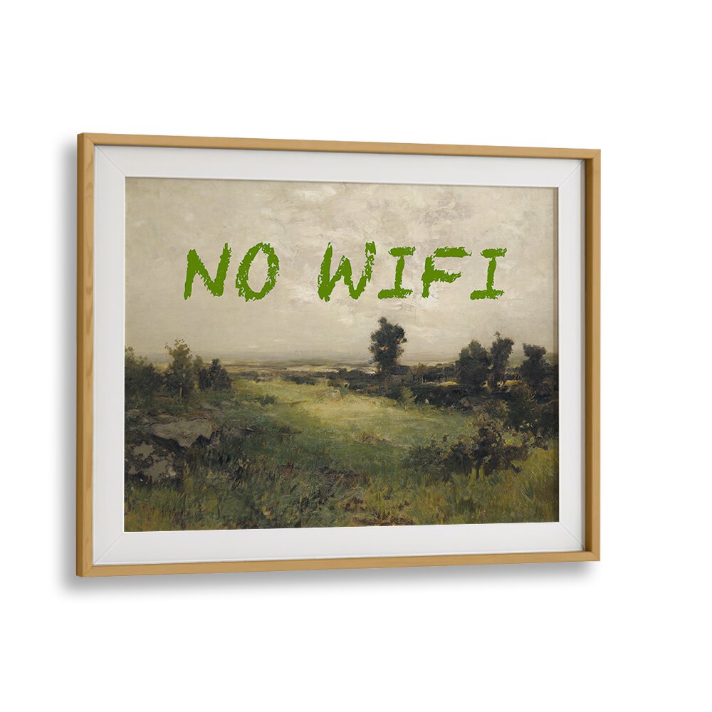 No Wifi I by the Art Concept Altered Art Prints in Oak Wood Frame With Mount