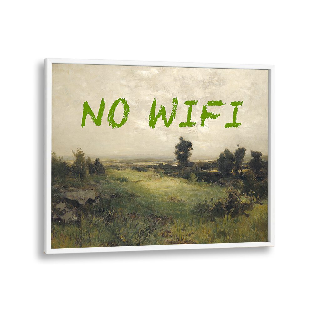 No Wifi I by the Art Concept Altered Art Prints in White Plain Frame