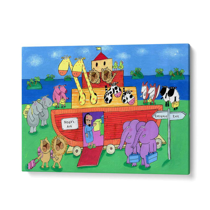 Noahs Ark With Animals By Carla Daly Kids Painting in Gallery Wrap