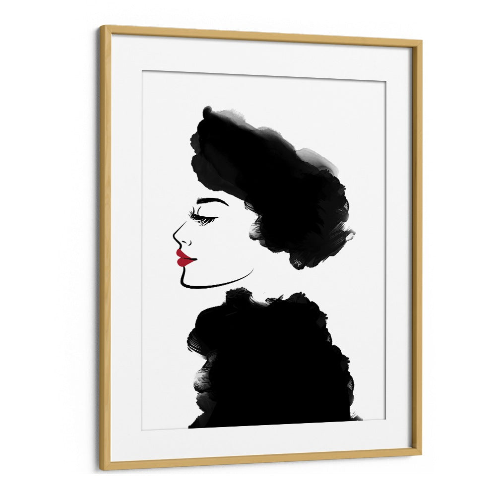 Noble by Martina Fashion Paintings Fashion Posters in Oak Wood Frame With Mount